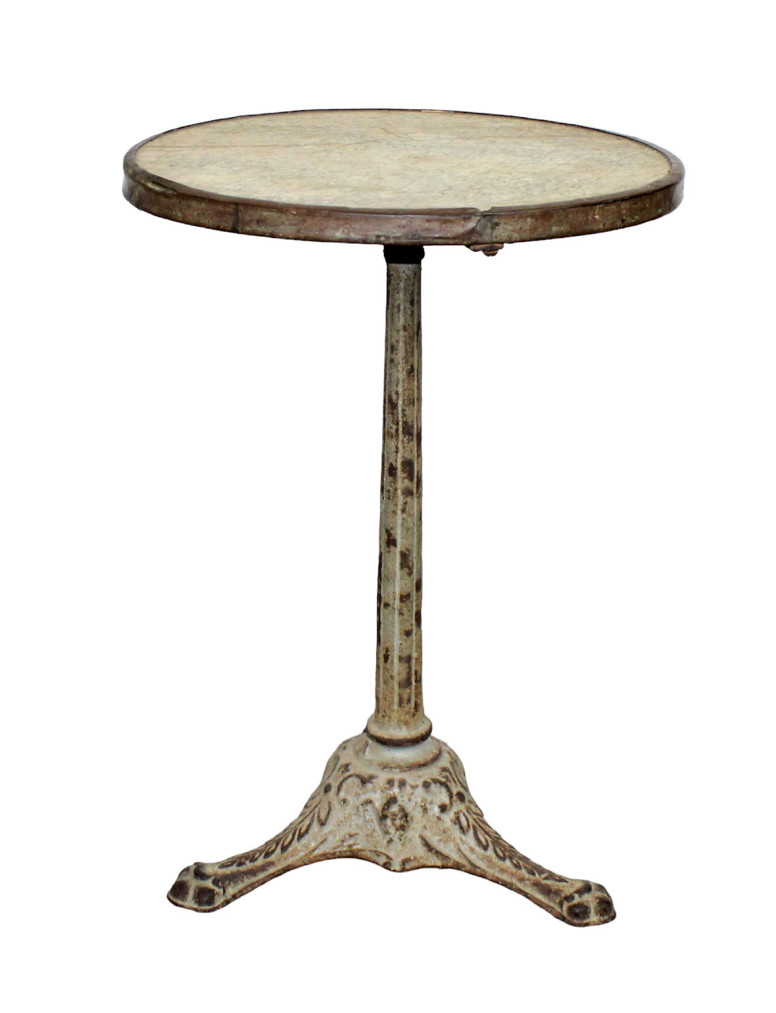 French cast iron base gueridon bistro table with round marble top (1 of 9)