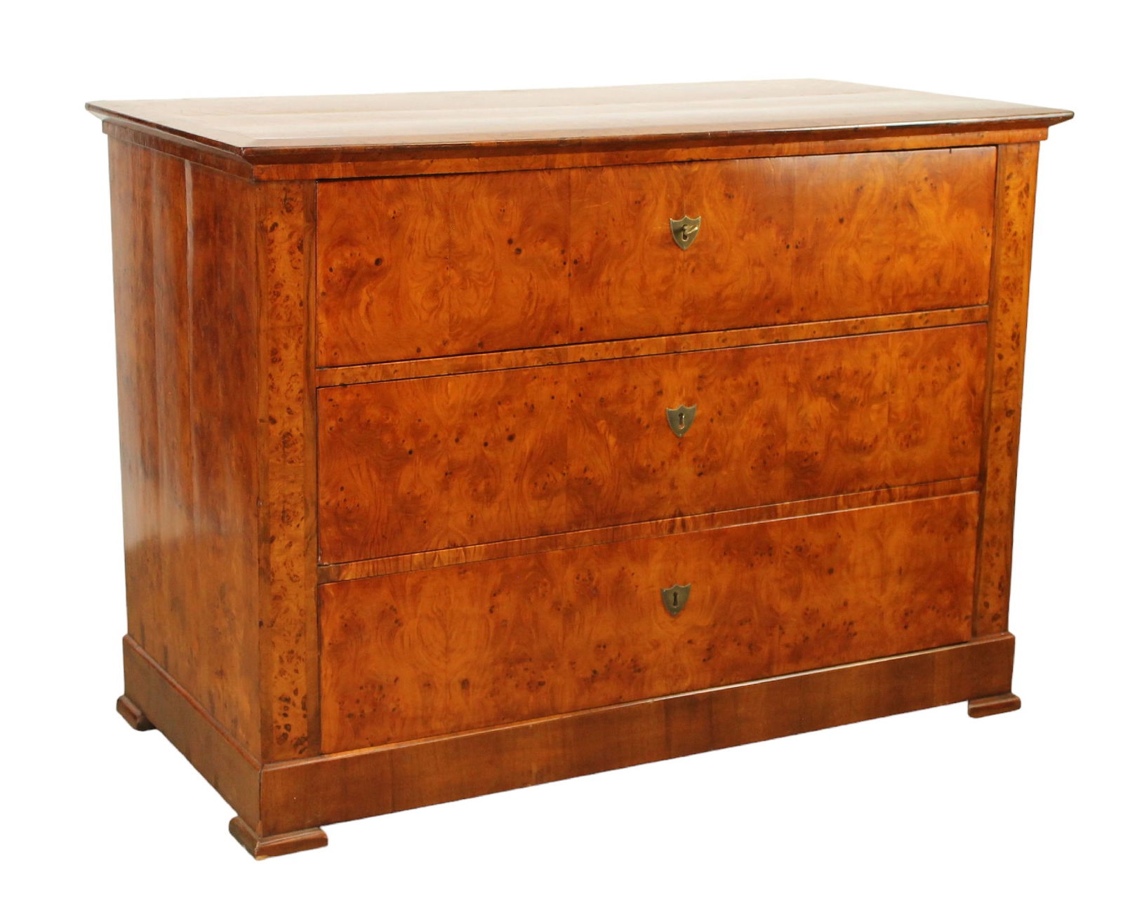 Biedermeier 3 drawer commode in birds eye maple (1 of 10)