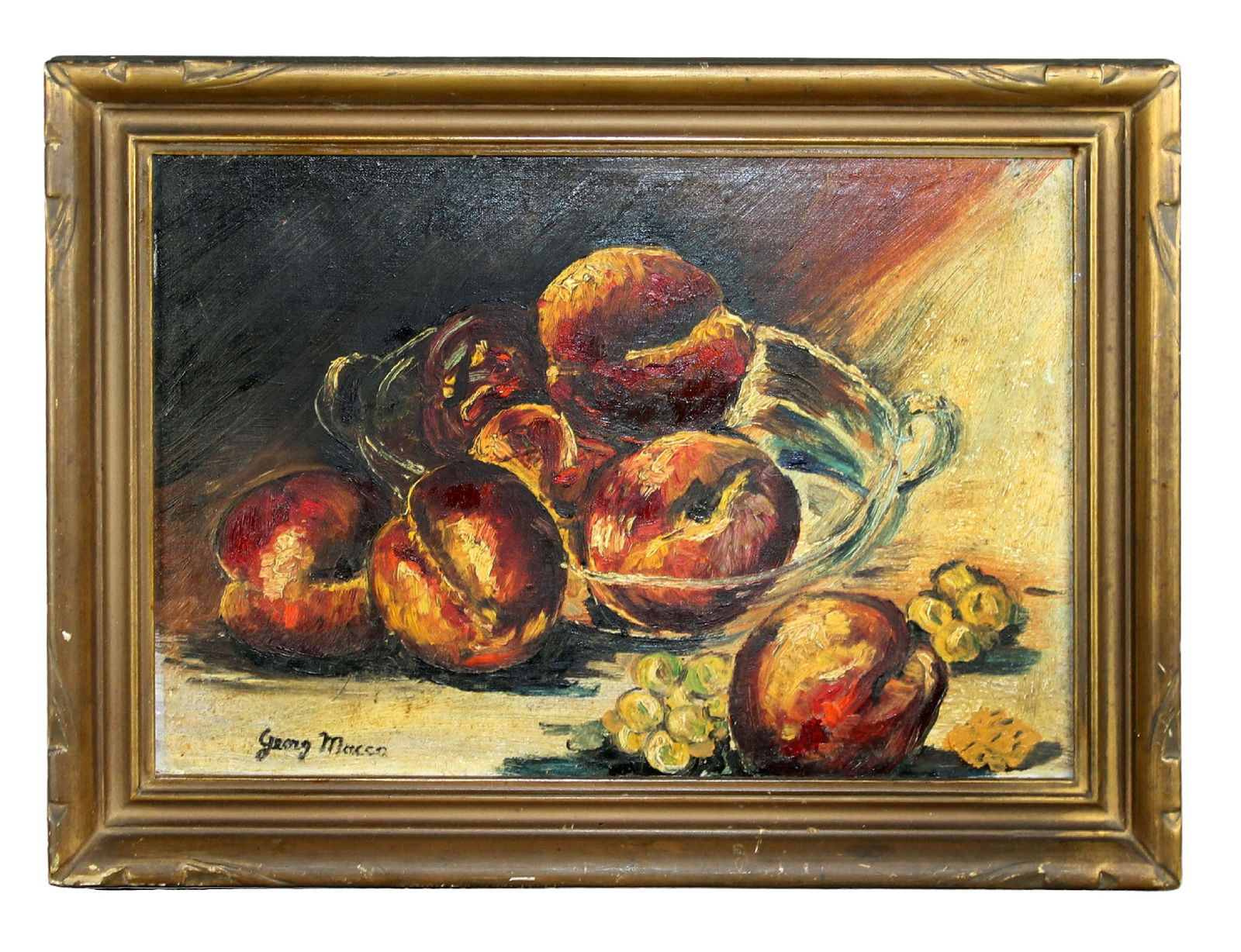 Georg Macco oil on board painting still life with peaches (1 of 8)