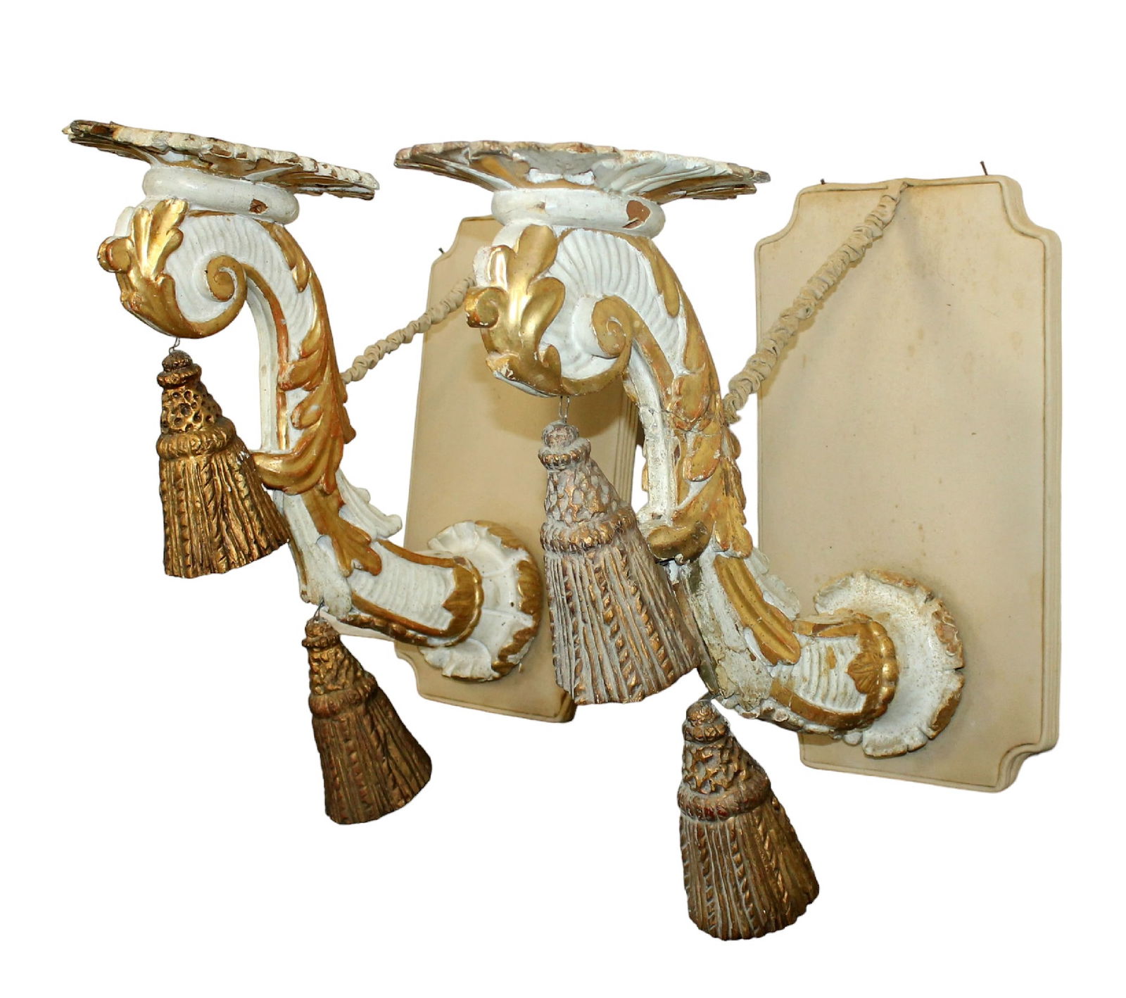 Pair Italian neoclassical style carved, painted and gilt wood fragments (1 of 14)