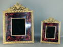 Lot of 2 Maitland Smith polished bronze and tessellated enamel frames