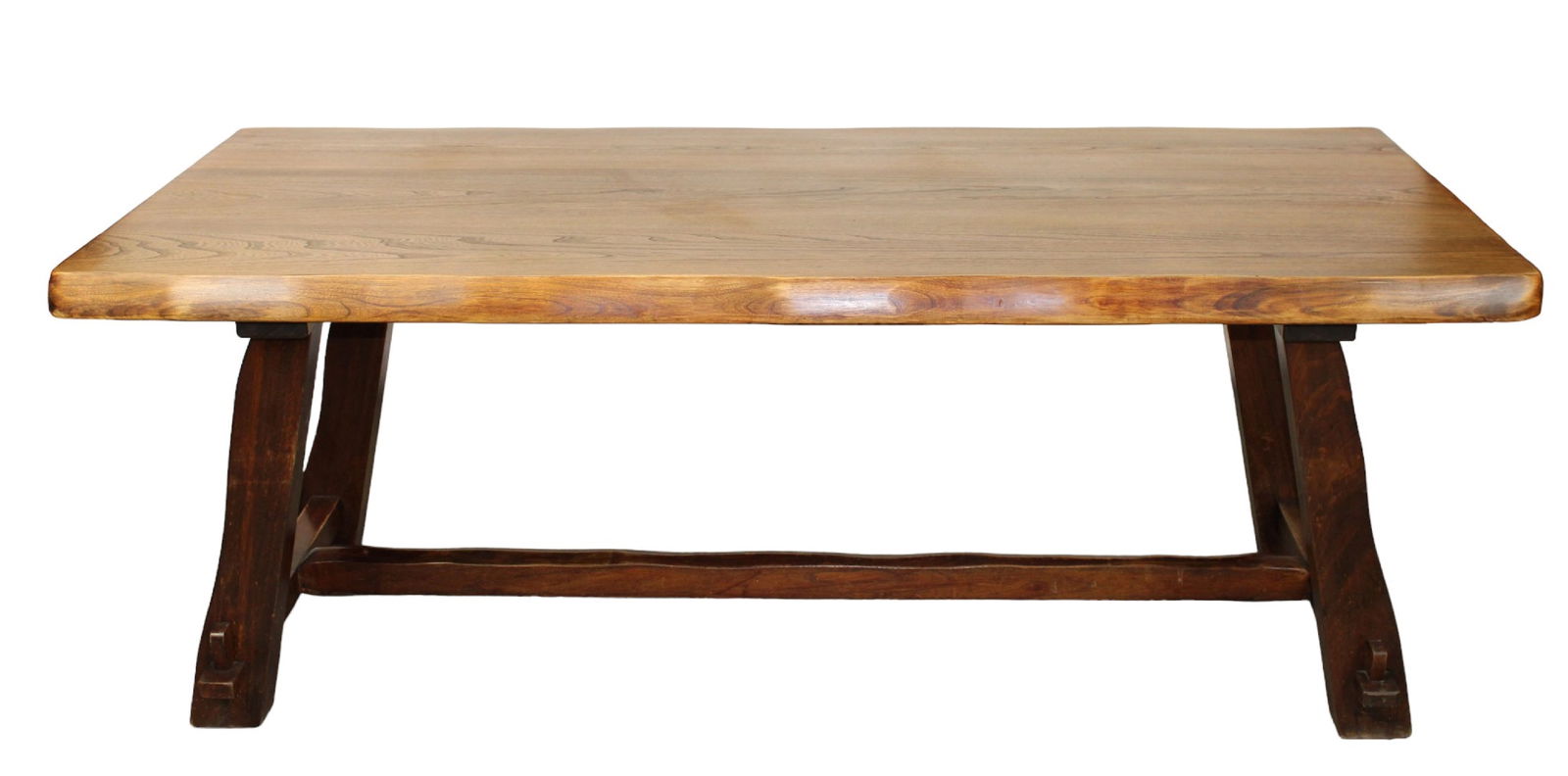 French Brutalist table in walnut (1 of 6)