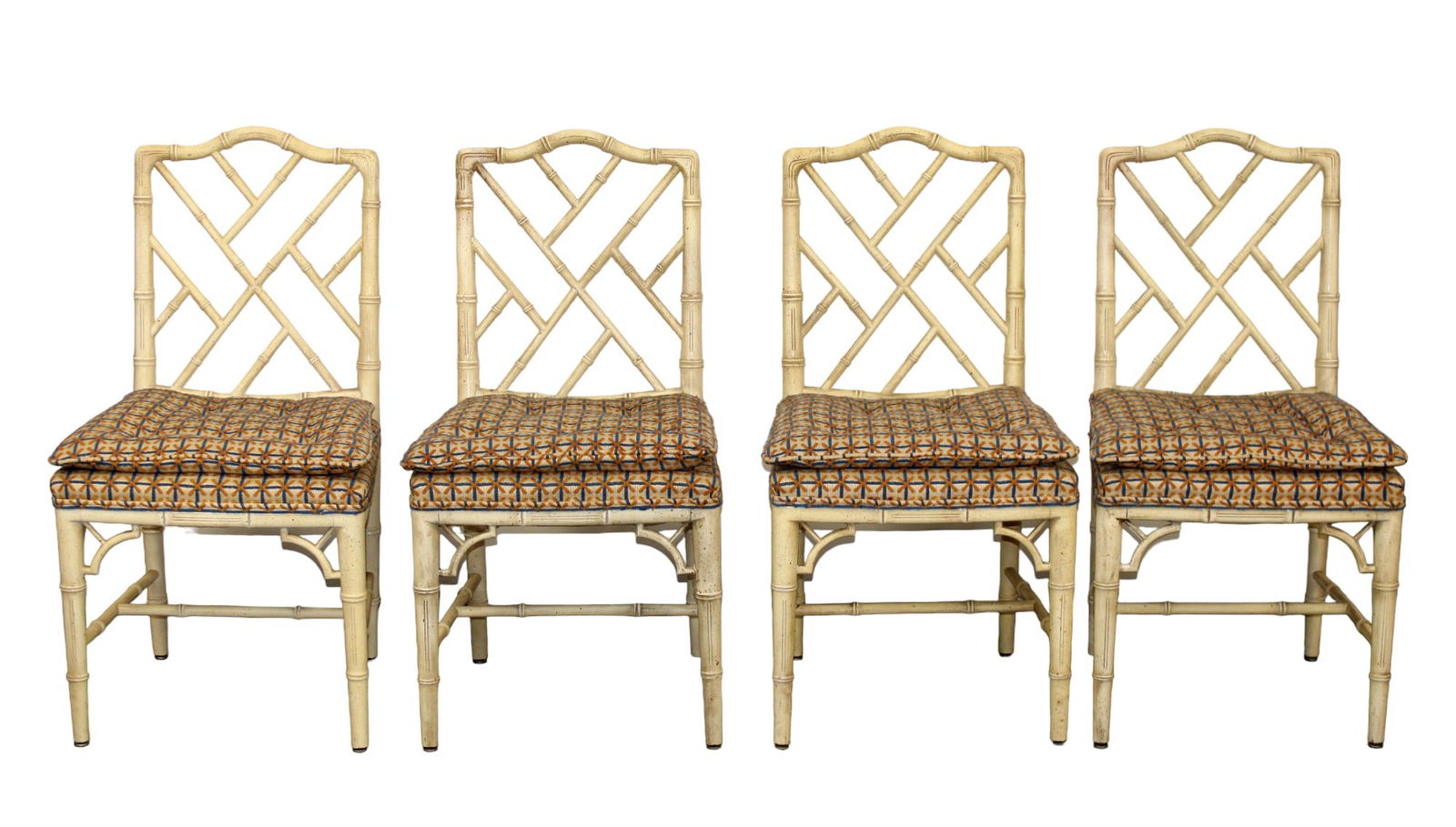 Set of Chinese Chippendale painted faux bamboo side chairs (1 of 7)