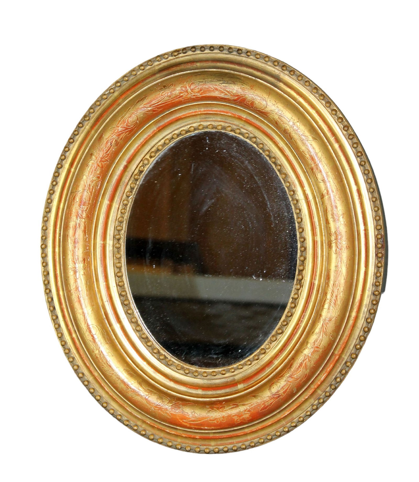 French Louis Philippe petite oval gold leaf mirror (1 of 8)