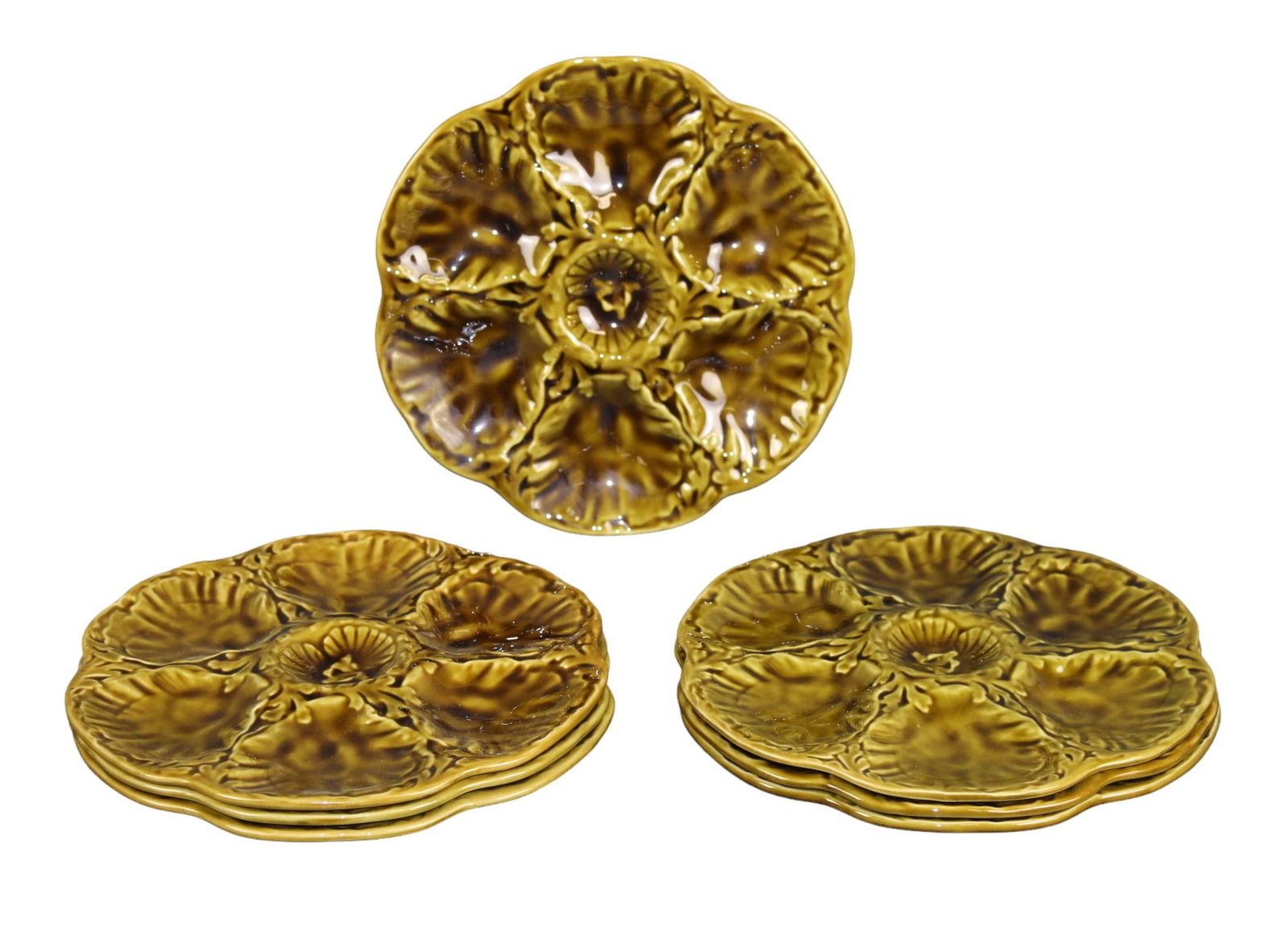 Lot of 7 French Gien oyster plates (1 of 9)