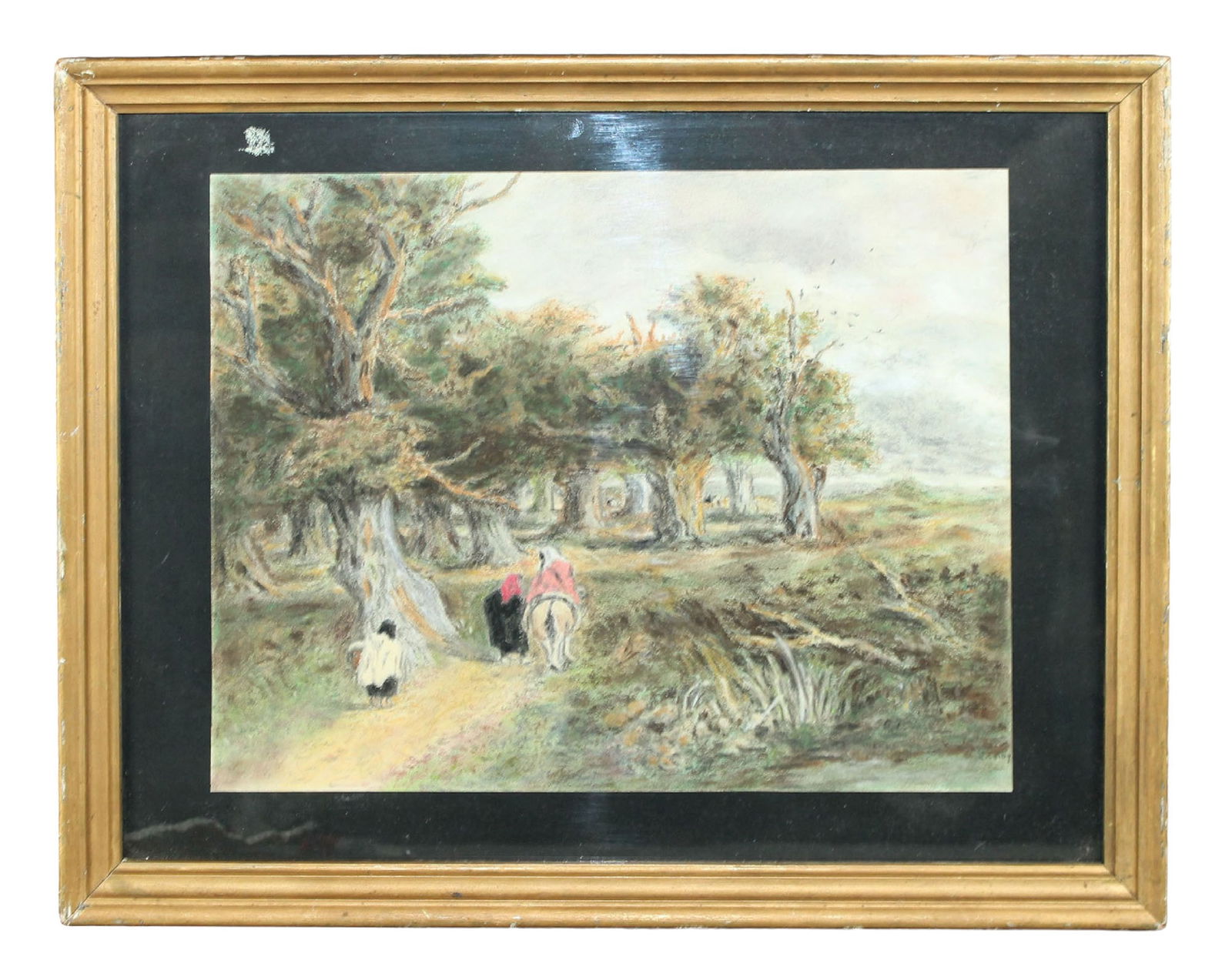 George Ernest Colby pastel drawing on paper painting wooded landscape (1 of 10)