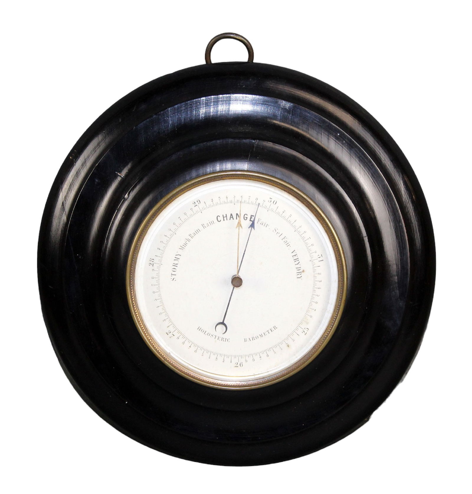 French round ebonized wood framed holosteric barometer (1 of 7)