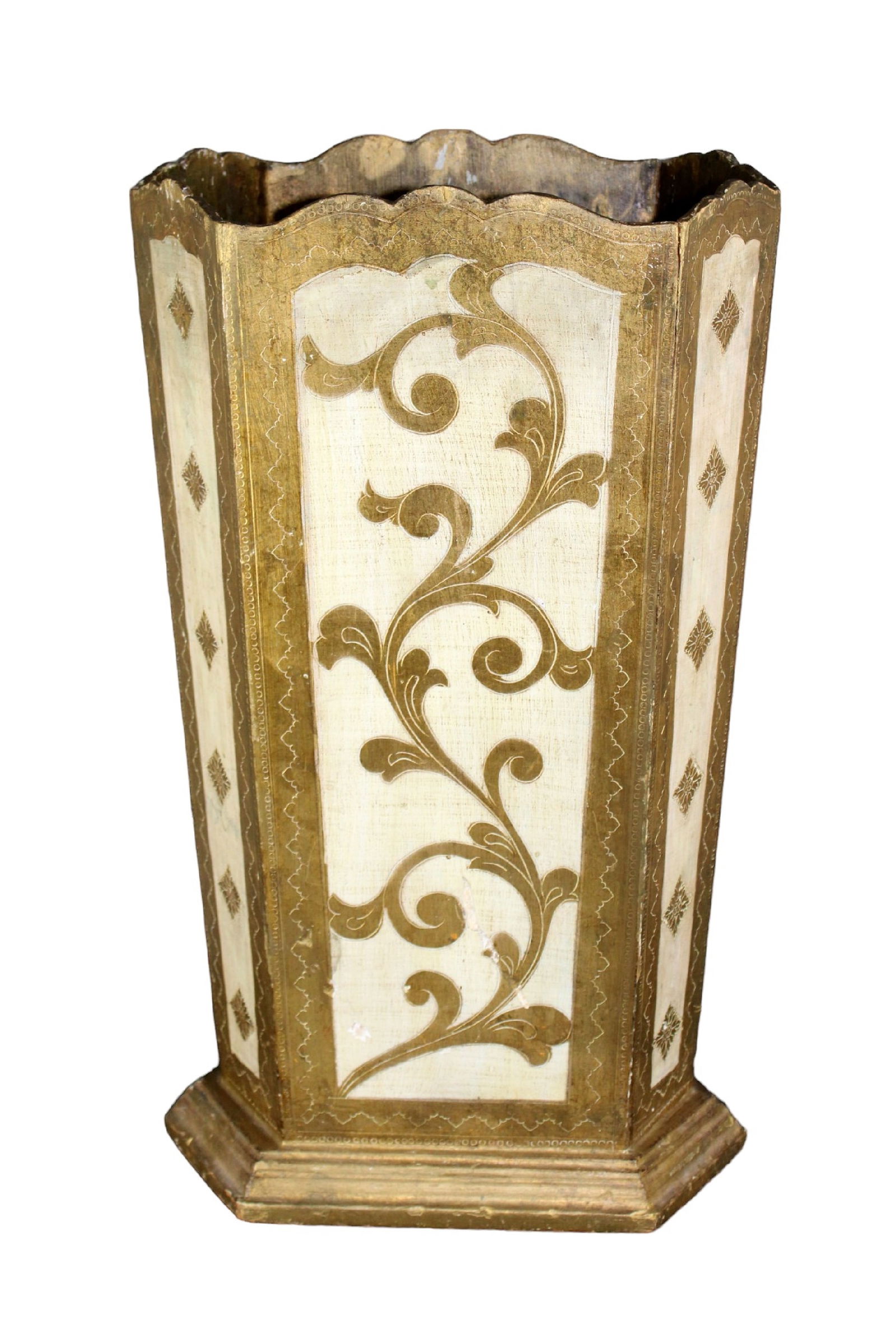 Italian Florentine gold & cream waste basket (1 of 10)