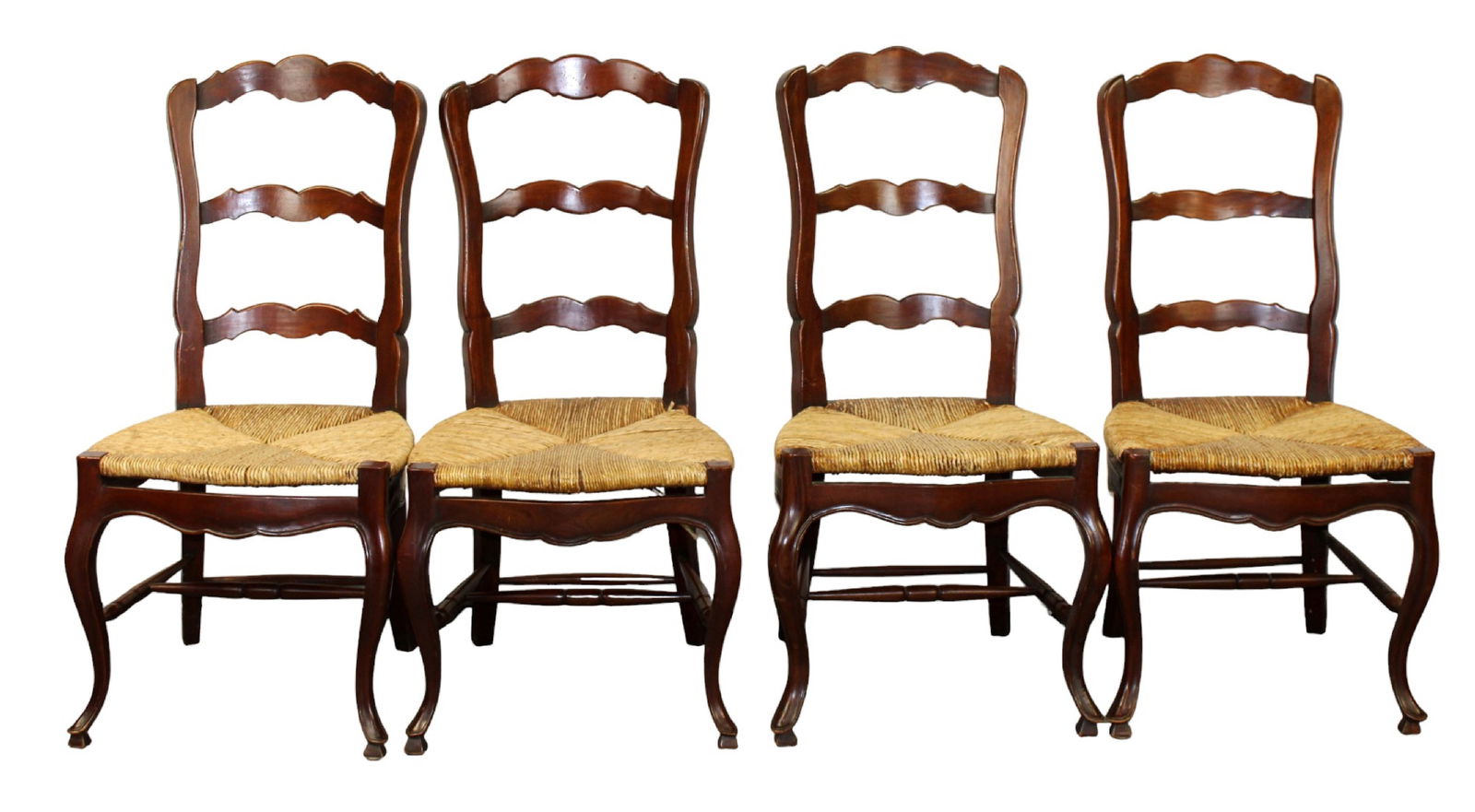 Set of 4 Provincial style ladder back chairs with rush seats (1 of 5)