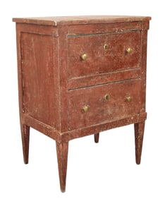 Italian petite 2 drawer painted commode on legs