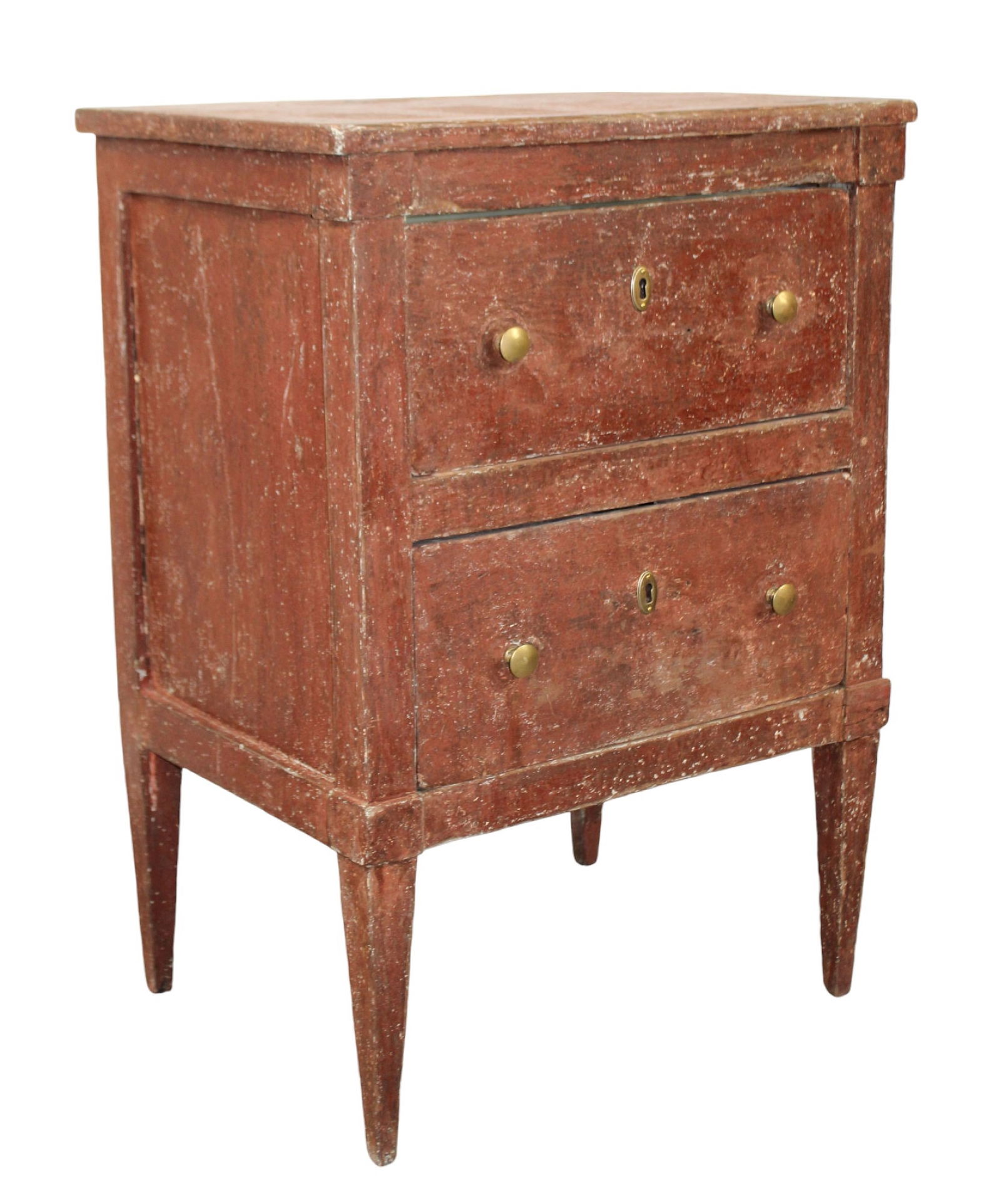 Italian petite 2 drawer painted commode on legs