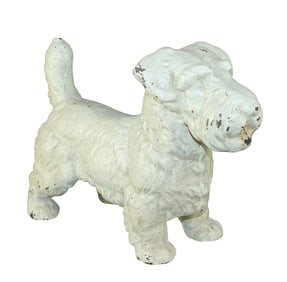 French painted cast iron dog sculpture or door stop