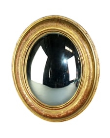 French Napoleon III gold leaf oval butlers mirror