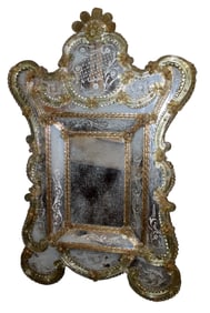 Italian Venetian Murano glass mirror with etched glass