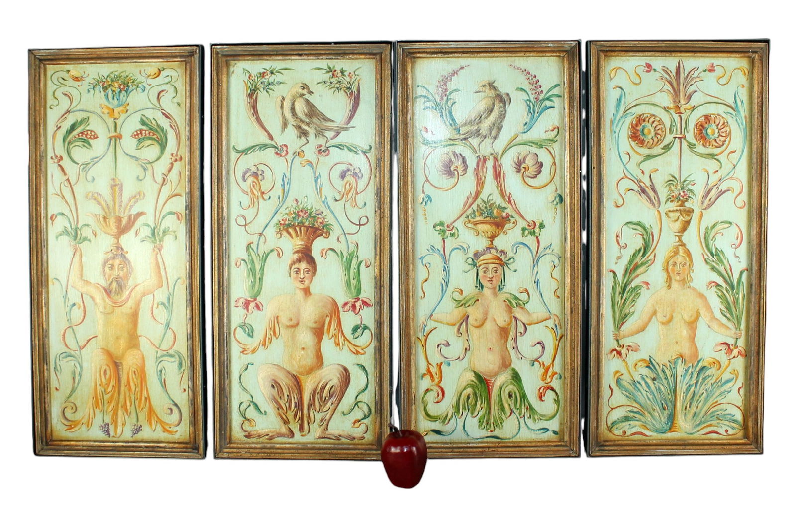 Set of 4 hand painted panels in iron frames (1 of 14)