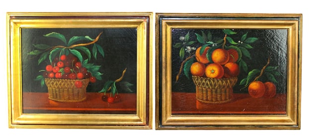 Italian Companion pair of fruited still life paintings
