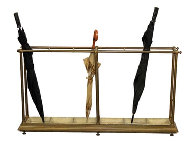 French hotel double umbrella stand in brass