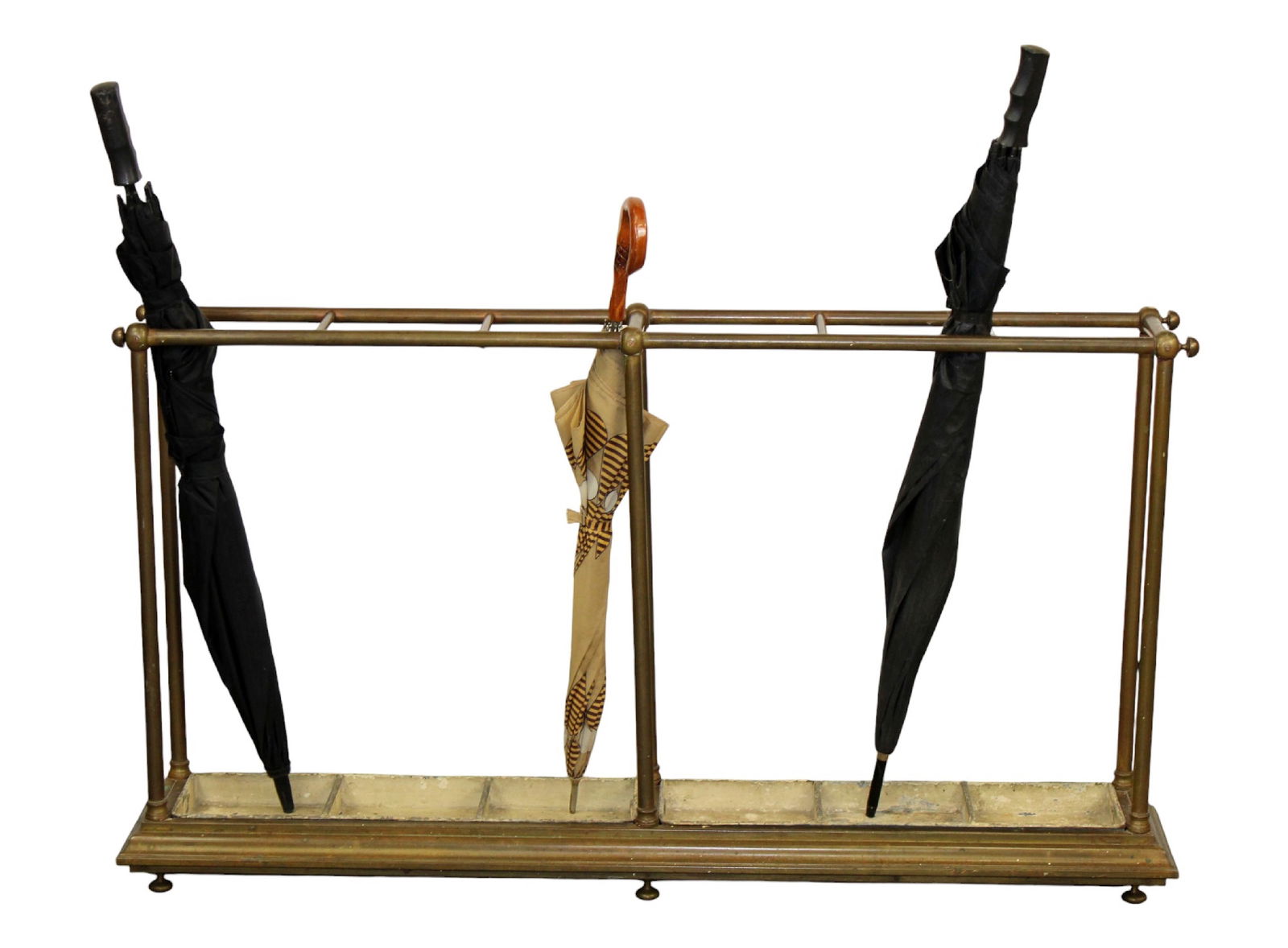 French hotel double umbrella stand in brass (1 of 8)