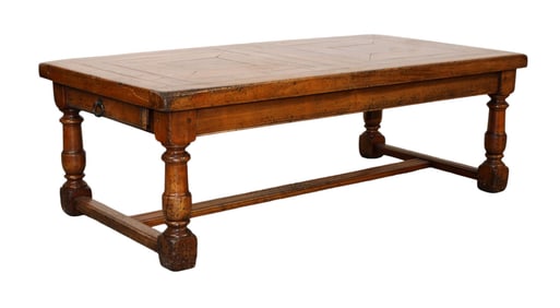 French parquet top coffee table with drawers