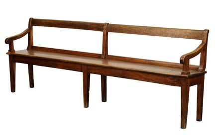 French church pew bench in mixed woods