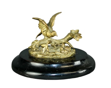 French miniature animalier sculpture in gilt bronze