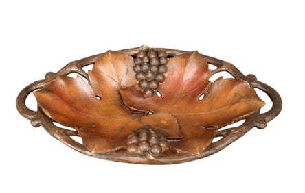 French relief carved walnut tray with grape vines