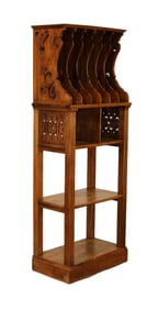 French music cabinet in walnut with open shelves