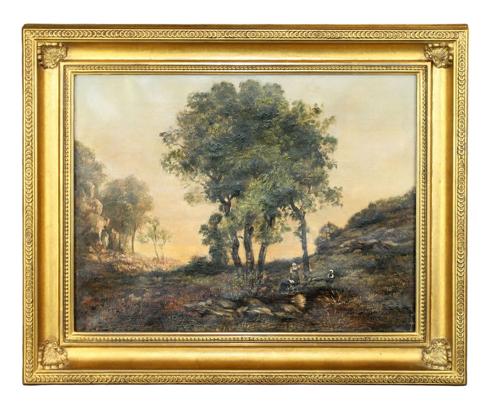 Continental oil on canvas painting landscape with trees (1 of 11)
