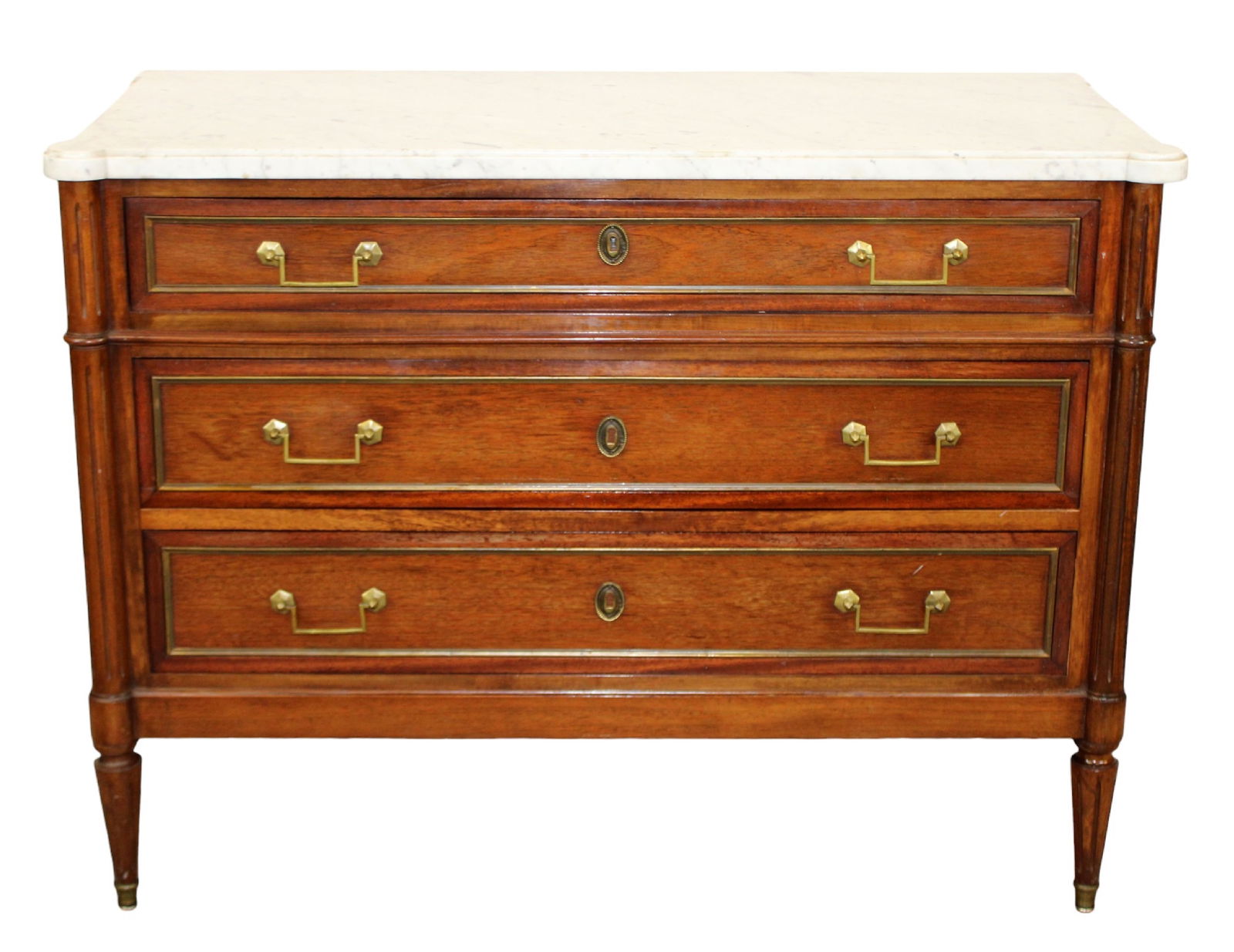 French Louis XVI style commode on legs with marble top (1 of 10)