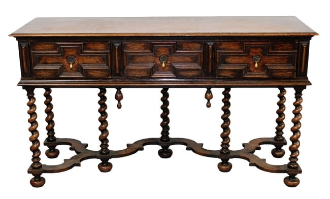 English Jacobean style oak sideboard on barley twist legs (1 of 9)