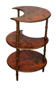French lacquered 3-tier crescent side table