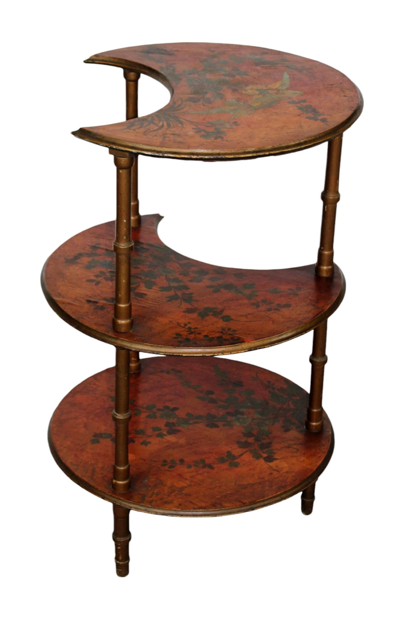 French lacquered 3-tier crescent side table (1 of 8)