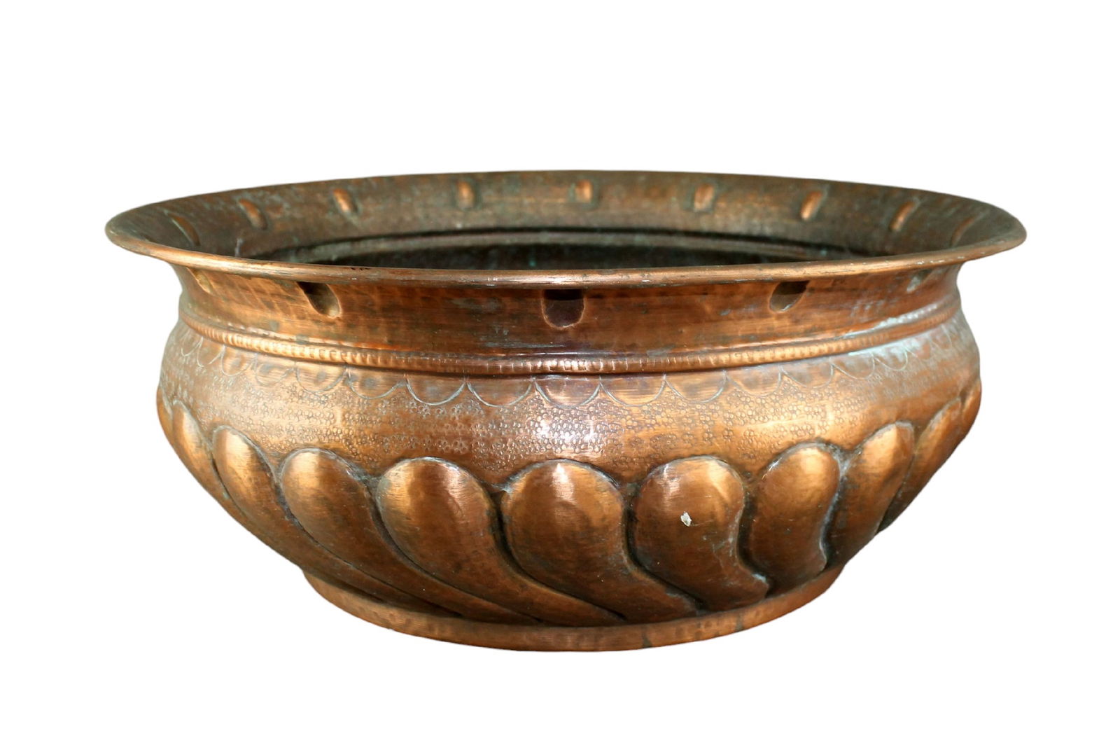 Antique French embossed copper cachepot (1 of 7)