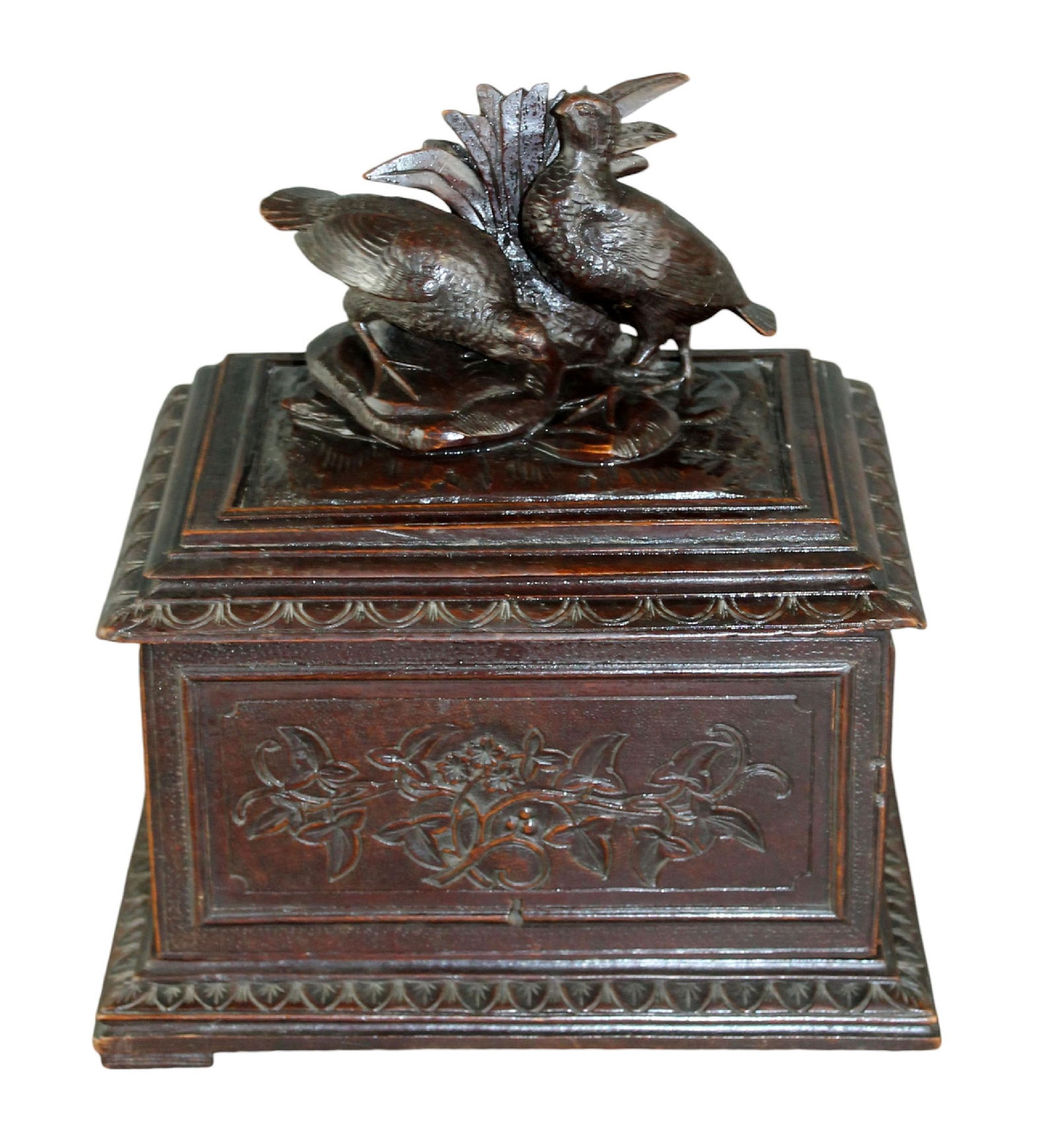 Black Forest carved walnut cigar box (1 of 9)