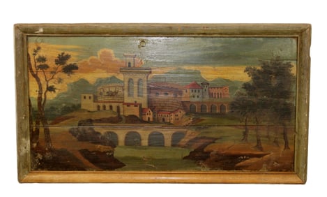 French painted panel with Chateau