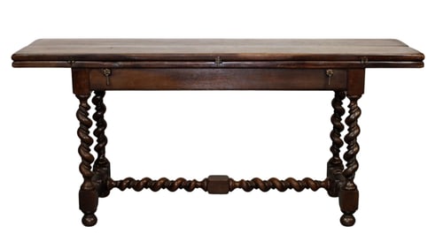 French flip top console table on barley twist legs