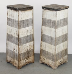 Pair of Italian painted pine square pedestals