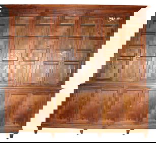 Huge French 6 door bookcase in walnut