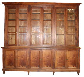 Huge French 6 door bookcase in walnut