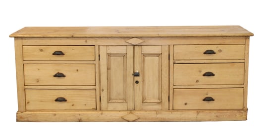 French mercantile shop counter island in pine