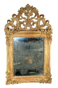 French 18th century Louis XVI gold leaf mirror with flowers