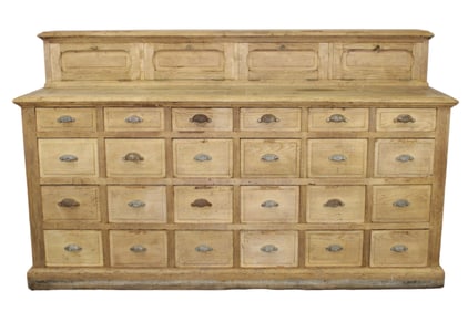 French apothecary counter in bleached oak