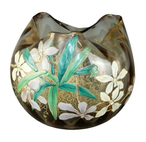 French enamel over glass vase