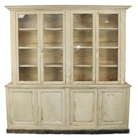 French 4 door painted pine bookcase
