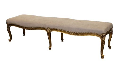 French Louis XV style giltwood backless bench