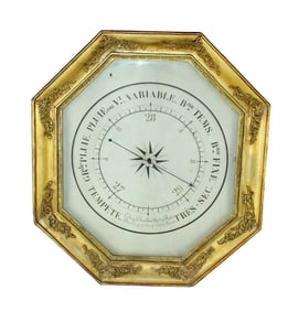 French Empire octagonal giltwood barometer