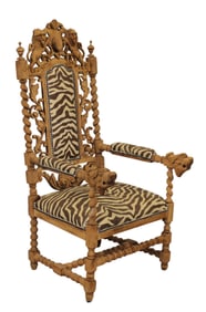 French pierce carved armchair with lion crest