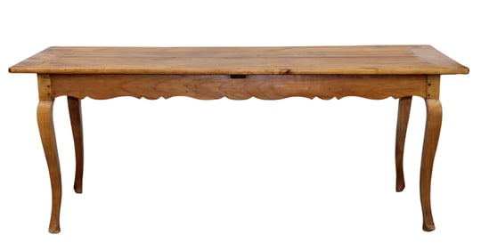 French farmhouse table in cherry with scalloped apron