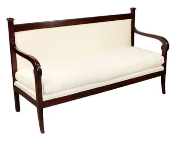 Louis Philippe style mahogany settee with curved arms
