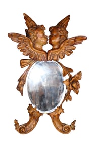 Italian Venetian wall mount mirror with putti